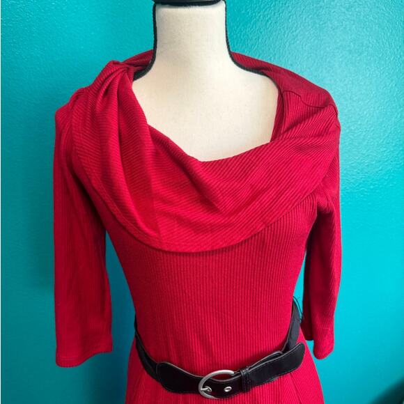 Signature by Robbie Bee Vintage Red Midi Dress Women's Medium - Picture 5 of 12